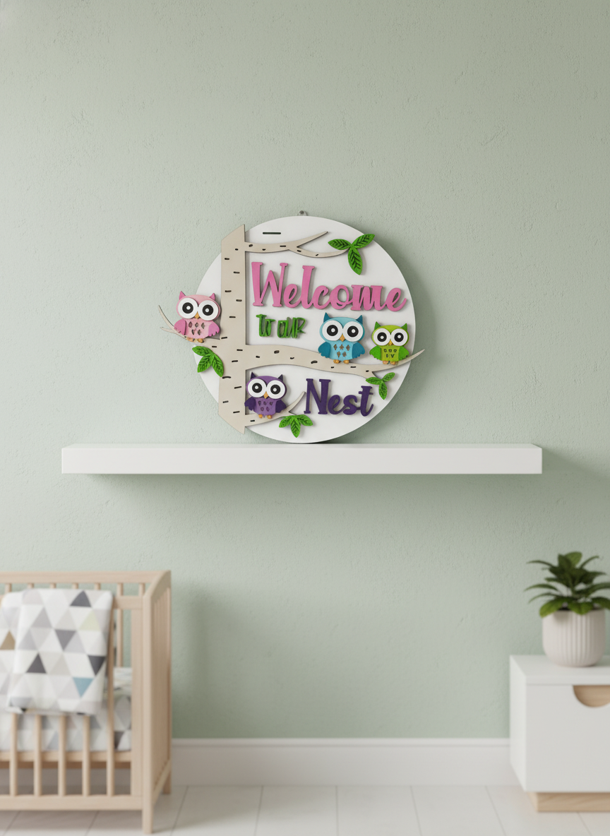 Welcome to Our Nest Owl Door Sign