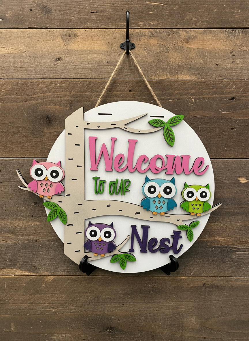 Welcome to Our Nest Owl Door Sign