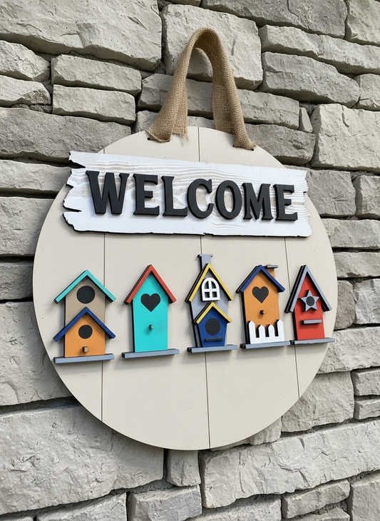 16-Inch Welcome Birdhouses Door Sign