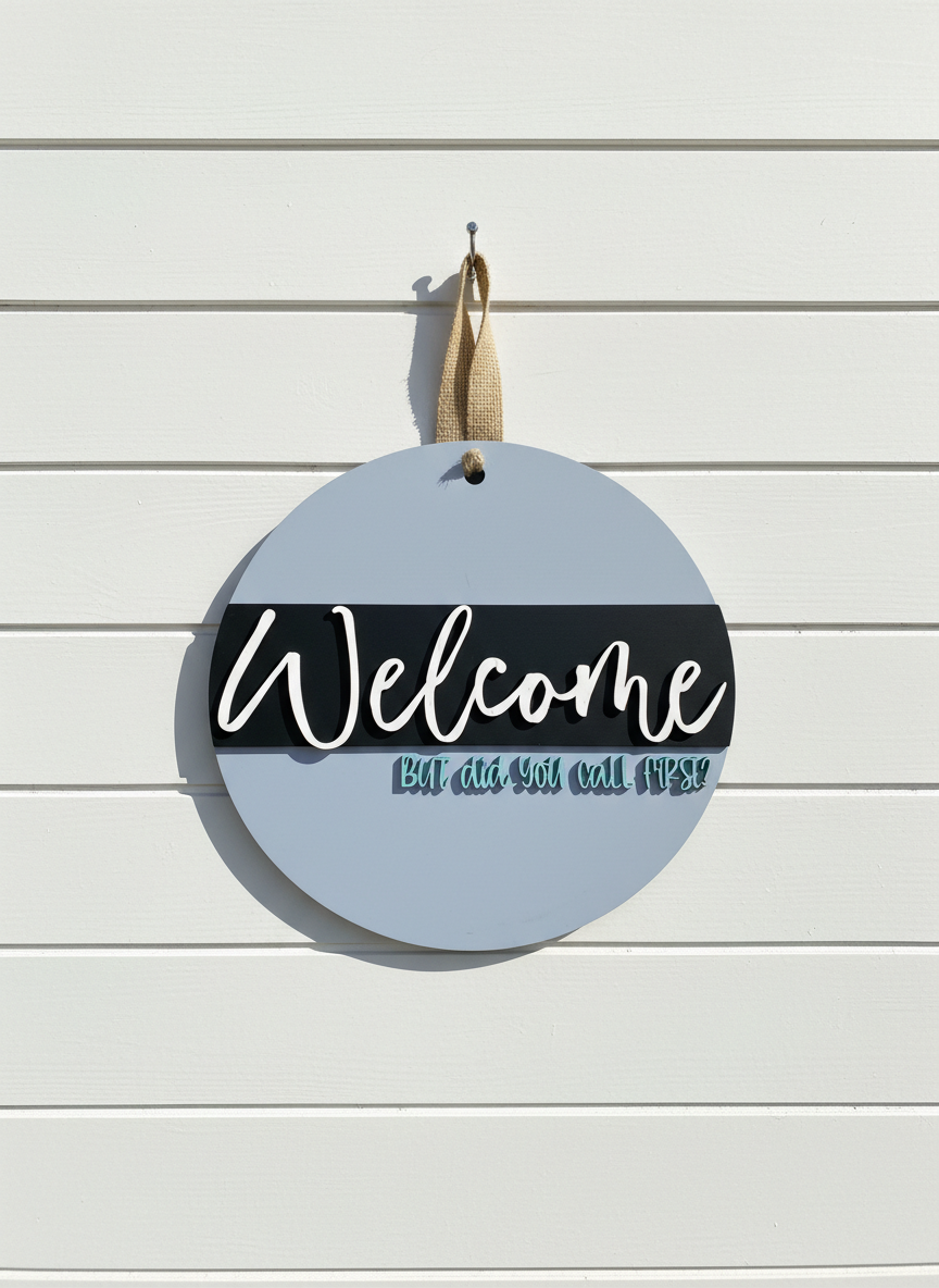 “Welcome, But Did You Call First?” Funny Door Sign – Modern Welcome Home Decor
