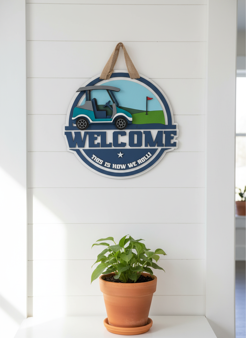“This Is How We Roll” Golf Cart Door Sign – Fun & Playful Decor for Golf Lovers