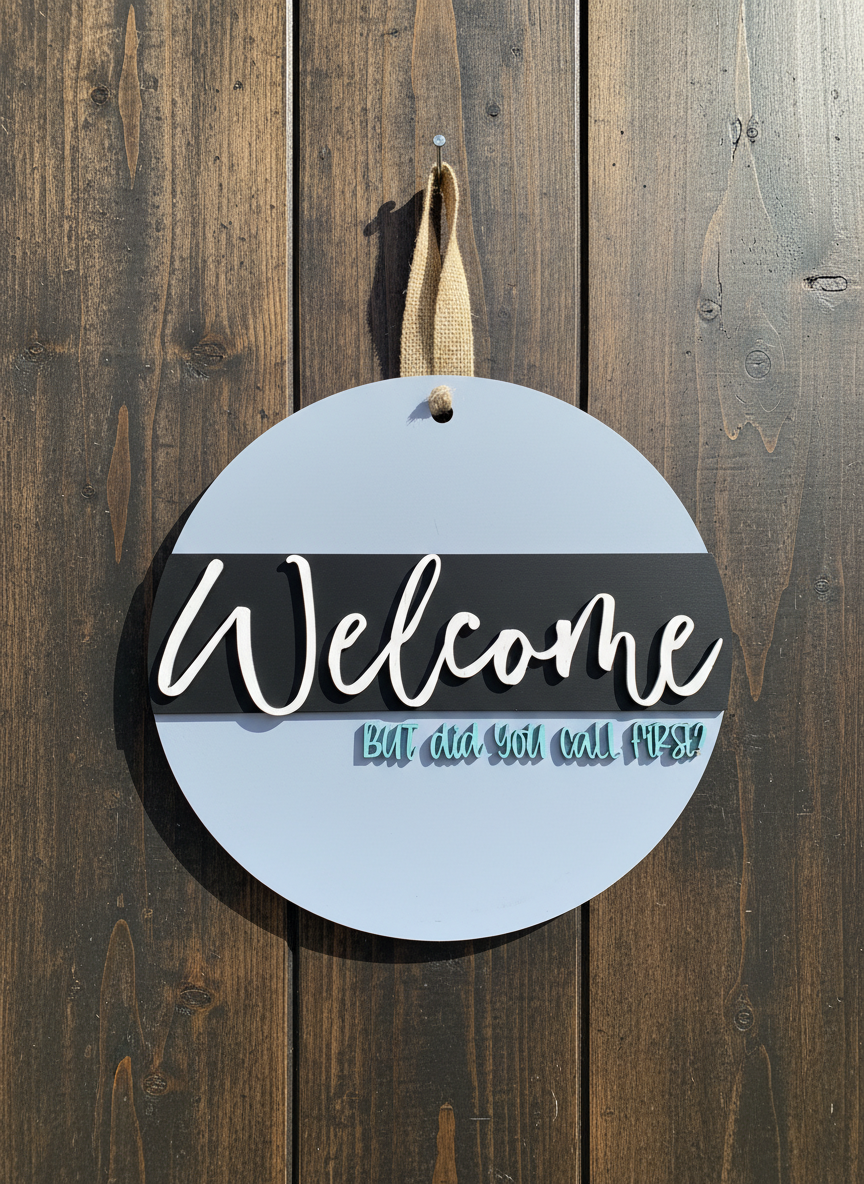 “Welcome, But Did You Call First?” Funny Door Sign – Modern Welcome Home Decor
