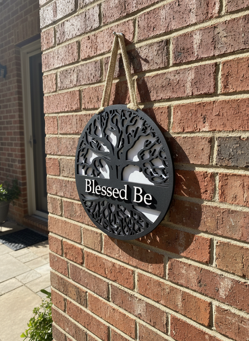 Tree of Life Blessed Be Sign – 3D Layered Wood Wall Decor | Spiritual & Boho Home Accent