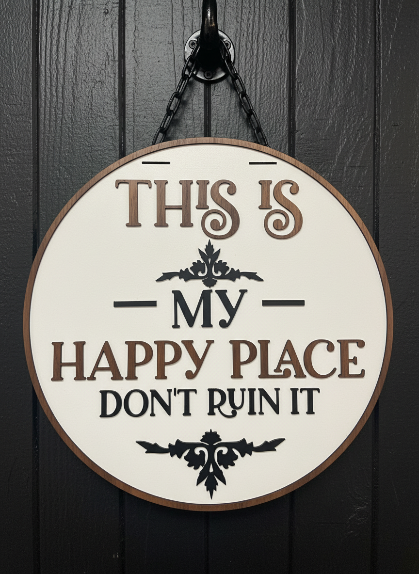 This Is My Happy Place Sign | Funny Wall Decor | Handmade Zen Decor