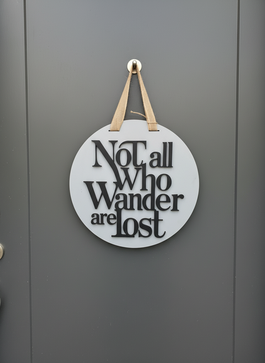 "Not All Who Wander Are Lost" Door Sign – Travel & Adventure Wall Decor