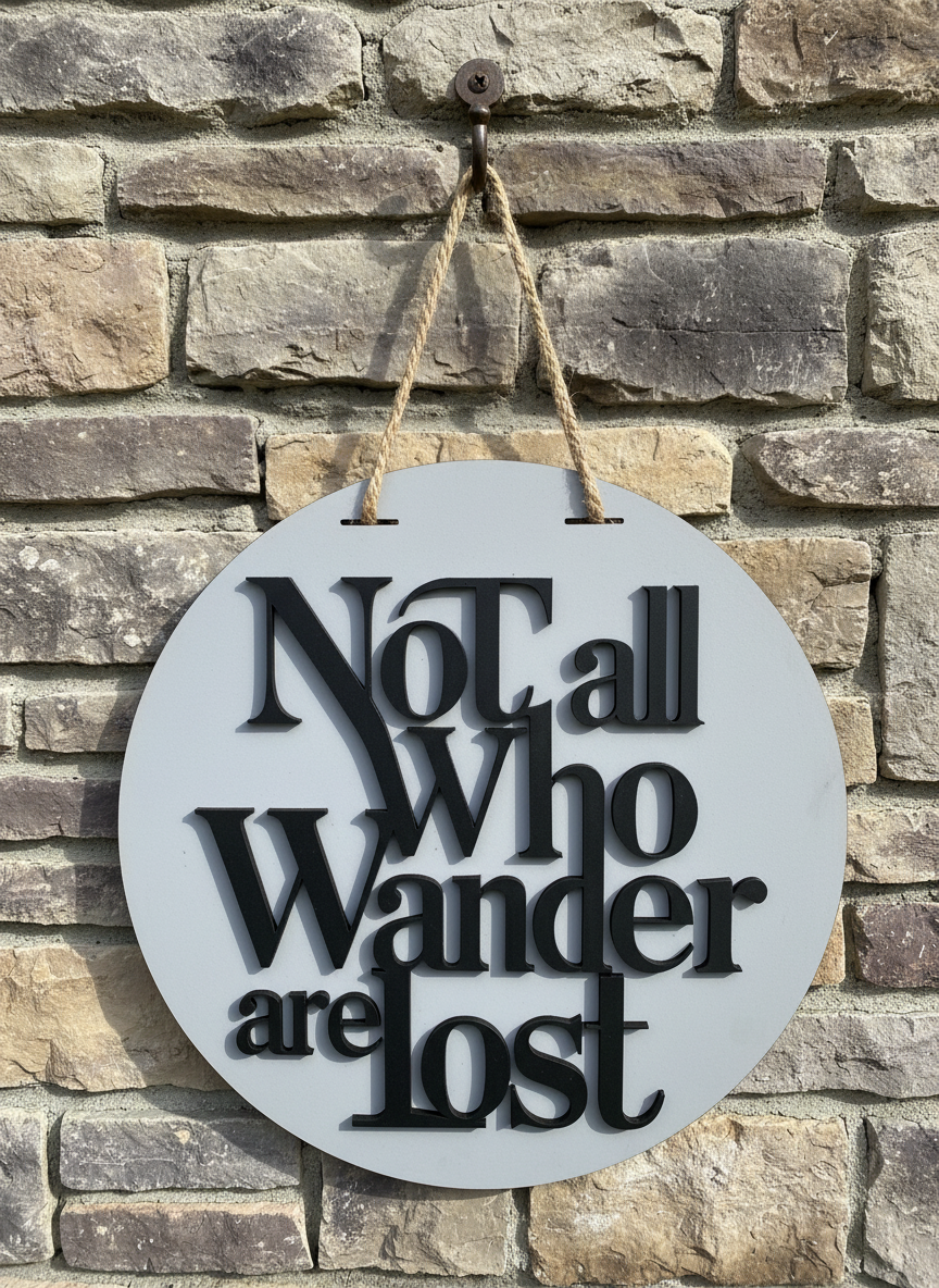 "Not All Who Wander Are Lost" Door Sign – Travel & Adventure Wall Decor