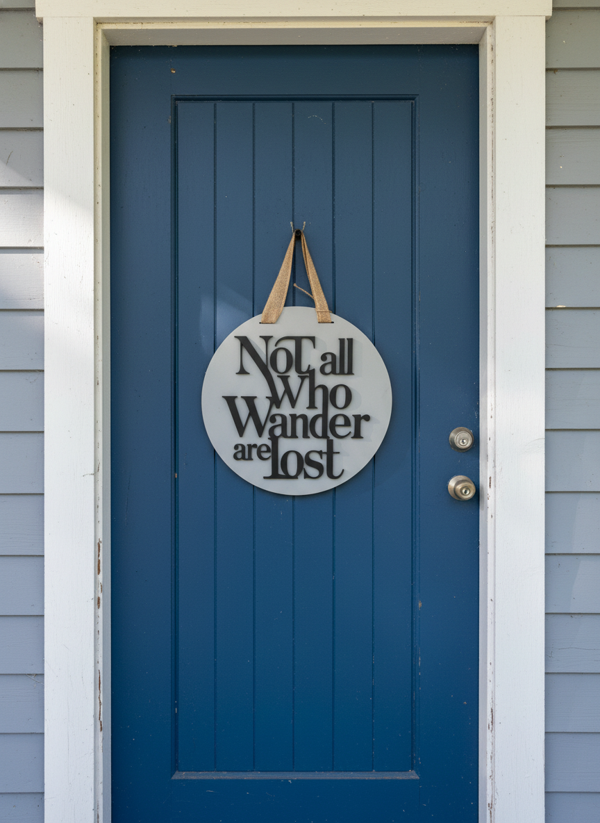 "Not All Who Wander Are Lost" Door Sign – Travel & Adventure Wall Decor