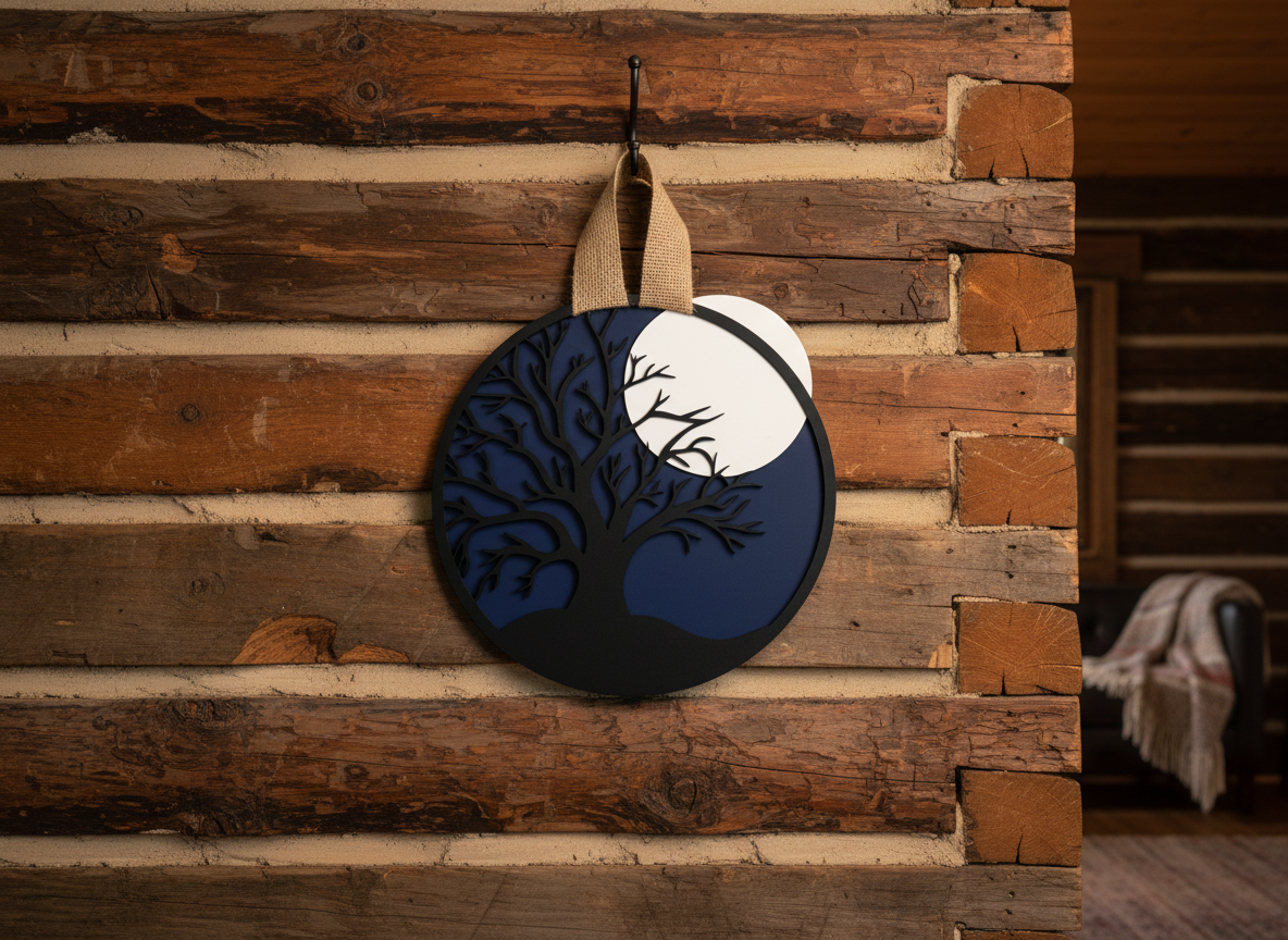 Spooky Tree and Full Moon Door Sign – Halloween Front Door & Porch Decor