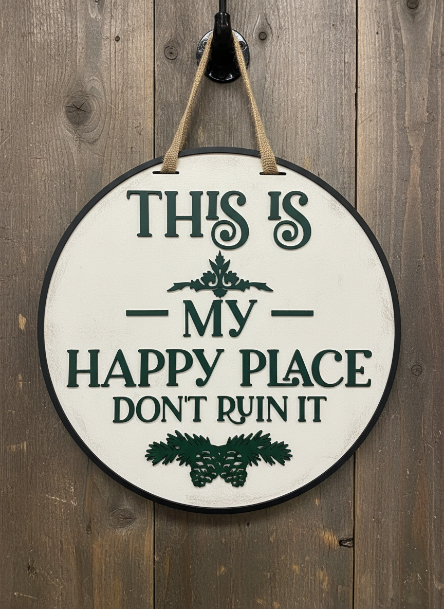 This Is My Happy Place Sign | Funny Wall Decor | Handmade Zen Decor