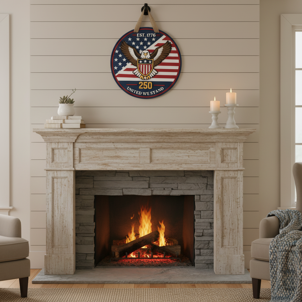 Patriotic 250th Anniversary Eagle Door Sign – “United We Stand” | Est. 1776 American Decor