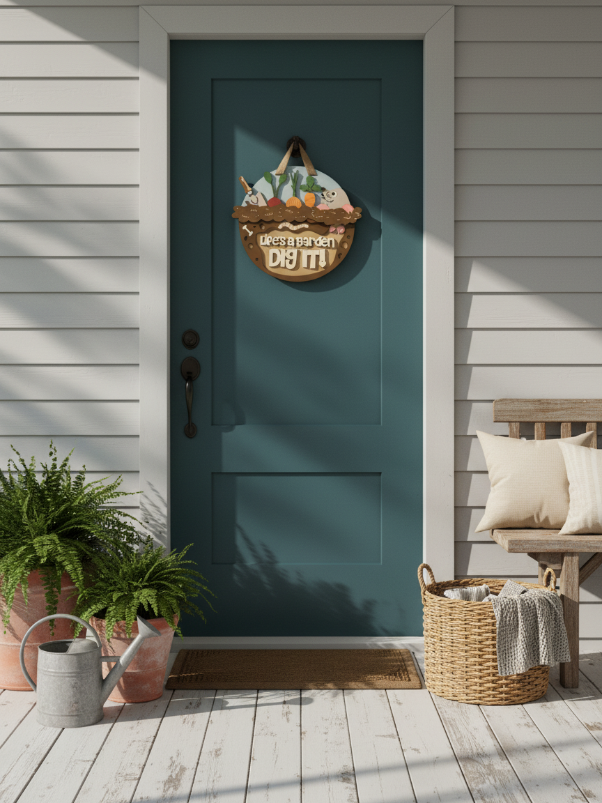 “Life’s a Garden, Dig It” Mole Door Sign – Handcrafted Garden & Nature Décor